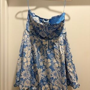 ALTERD STATE Blue Floral Strapless Dress